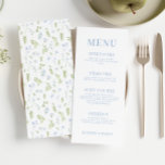Light blue spring flower garden wedding menu cards<br><div class="desc">Elevate your wedding reception details with these elegant and whimsical watercolor light blue spring flower blooms rustic wedding menu cards. Immerse your guests in a botanical-inspired dining experience with the delicate charm of these refined menu cards. Perfect for adding a touch of sophistication to your rustic wedding celebration.</div>