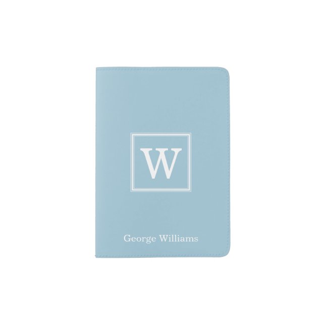 Light Blue Square Monogram Passport Holder (Front)
