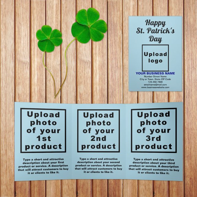 Light Blue St. Patrick's Day Business Trifold Card (Light blue St. Patrick's Day business trifold card)