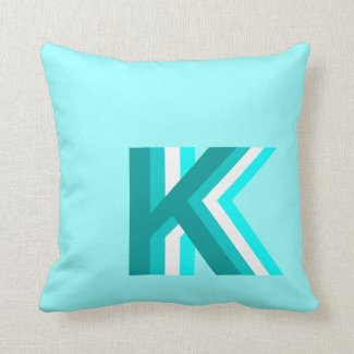 Light Blue Stacked Monogram Throw Pillow