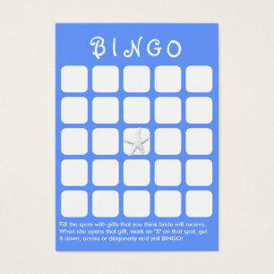Light Blue Star Fish 5x5 Bridal Shower Bingo Card