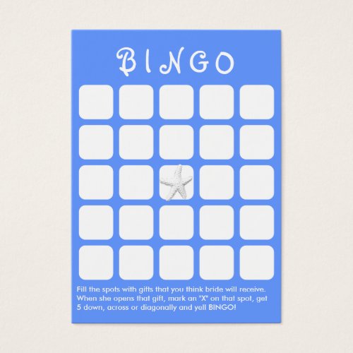 Light Blue Star Fish 5x5 Bridal Shower Bingo Card Business Cards