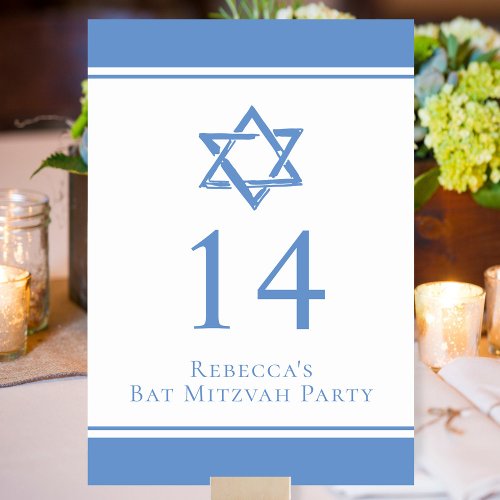 Light Blue Star of David Bat Mitzvah Party