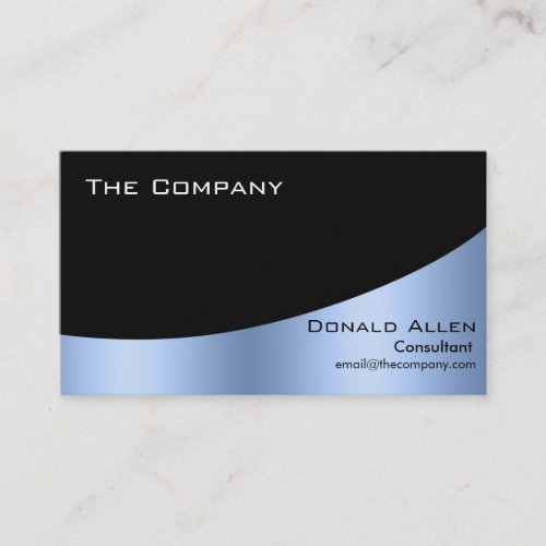 Light Blue Steel Metal Professional Black Elegant Business Card