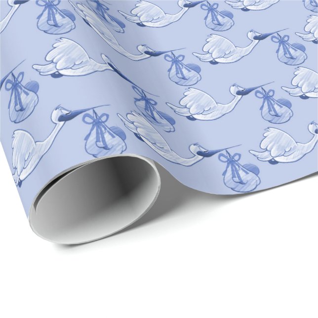 Light blue storks wrapping paper (Roll Corner)