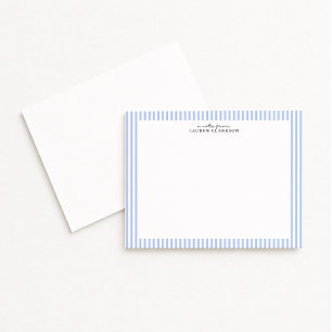 Light Blue Stripe Border Note Card
