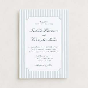 Light Blue Stripe Framed Wedding Invitation