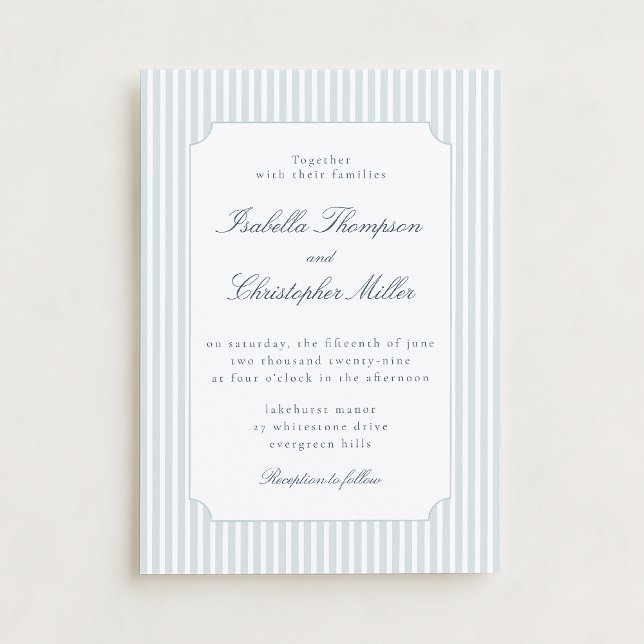 Light Blue Stripe Framed Wedding Invitation (Creator Uploaded)