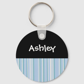 Light Blue Stripe Personalized Keychain