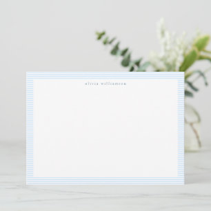 Light Blue Stripe Preppy Classic Personalized Name Note Card