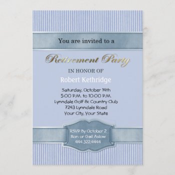 Light Blue Stripe Retirement Party Invitations by uniqueprints at Zazzle