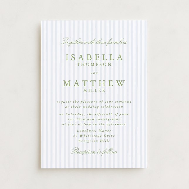 Light Blue Striped Classic Wedding Invitation (Creator Uploaded)