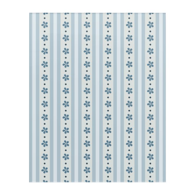Light Blue Stripes And Flowers Acrylic Print (Front)