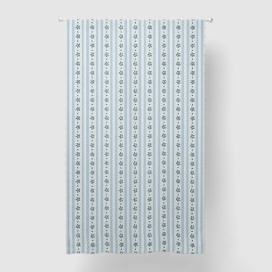 Light Blue Stripes And Flowers Blackout Curtains