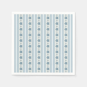 Light Blue Stripes And Flowers Napkins