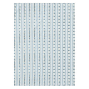 Light Blue Stripes And Flowers Tablecloth