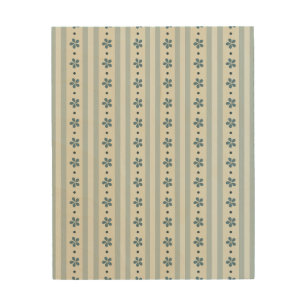 Light Blue Stripes And Flowers Wood Wall Art