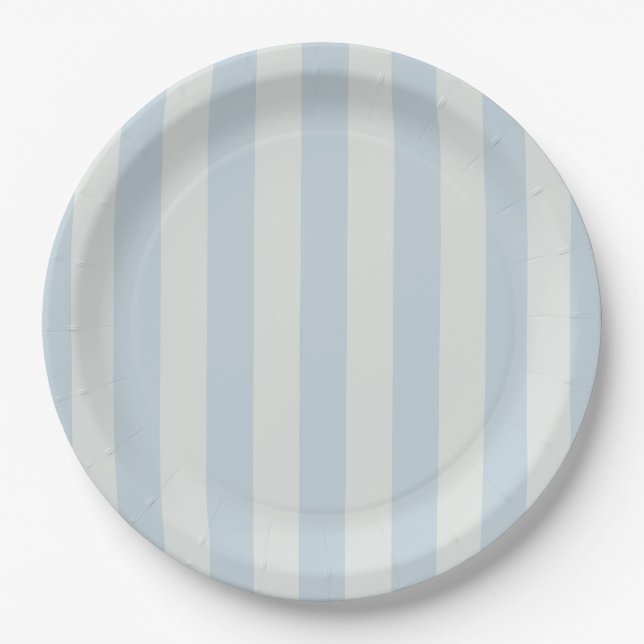 Light Blue Stripes Paper Plates (Front)