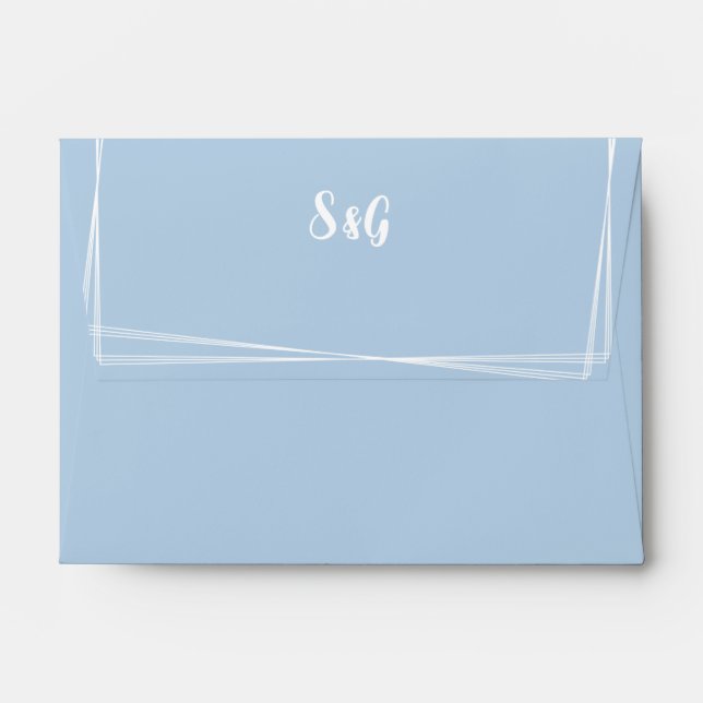 Light Blue Stylish Personalized Wedding Envelopes (Back (Top Flap))