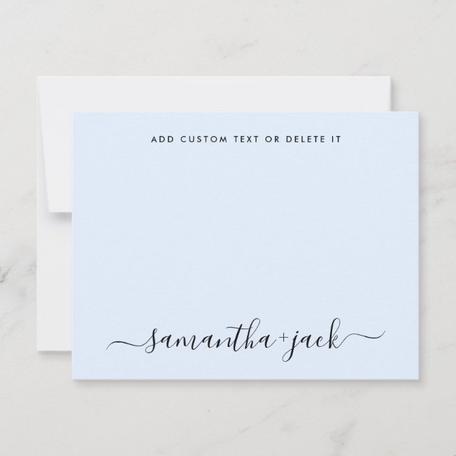 Light Blue Stylish Script Elegant Minimalist Note Card (Front)