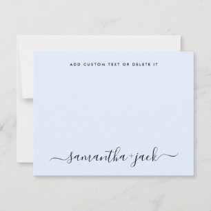 Light Blue Stylish Script Elegant Minimalist Note Card