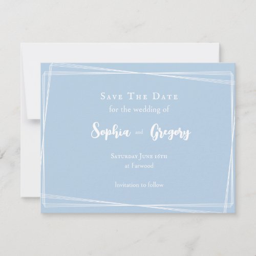 Light Blue Stylish Script Elegant Wedding Save The Date