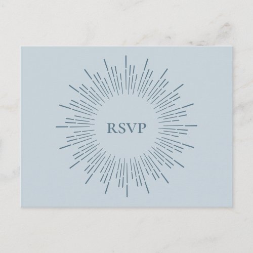 Light Blue Sunburst Wedding RSVP Song Request Invitation Postcard