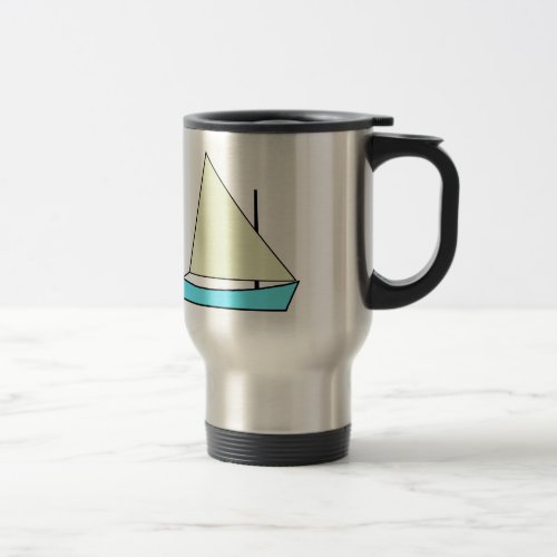 Light Blue Sunfish Sailboat Illustration Travel Mug