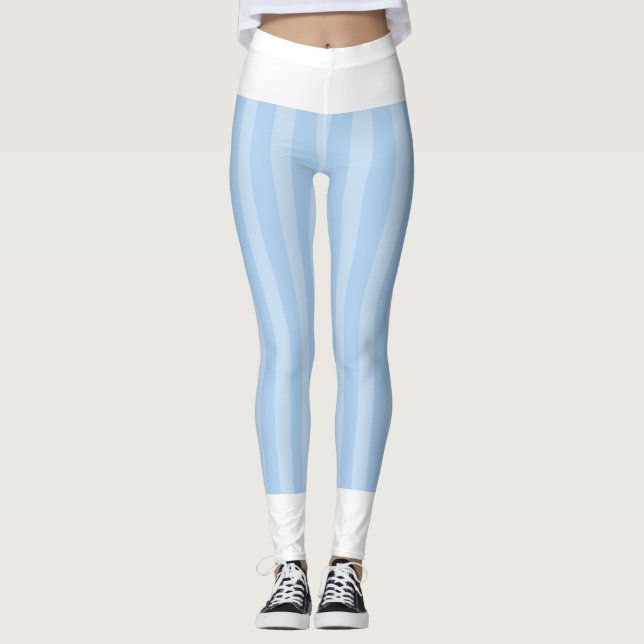 Light Blue Superhero Halloween Costume 2 Leggings (Front)