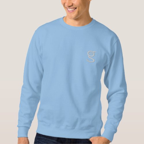 Light Blue Sweatshirt w White Embroidered Logo