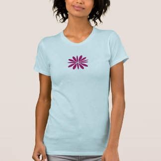 light blue t-shirt with raspberry flower