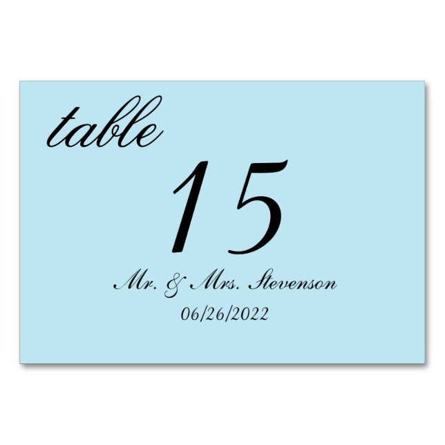 Light Blue Table Number (Back)