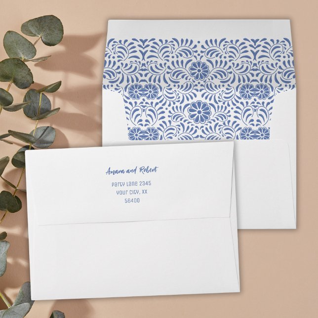 Light Blue Talavera flowers Envelope (Creator Uploaded)