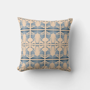 Light Blue Tan 2-Tier Mediterranean Large Mosaics Throw Pillow