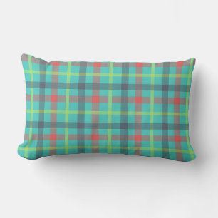 Light Blue Tartan Plaid Home Decor Lumbar Pillow