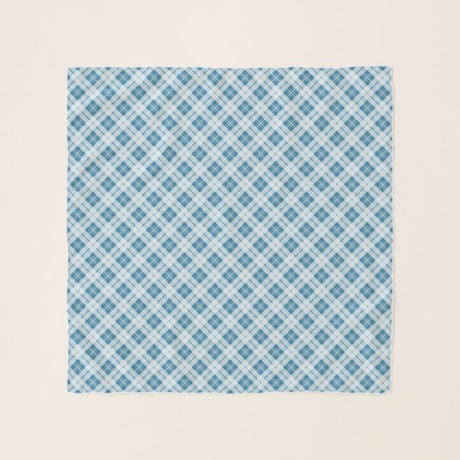 Light Blue tartan plaid winter pattern Scarf (Front)