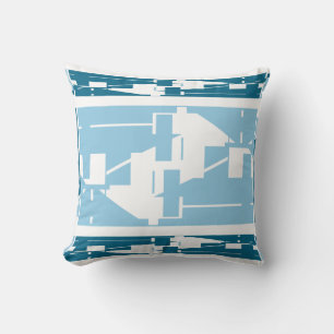 Light Blue Teal Classical Mediterranean Mosaic Throw Pillow