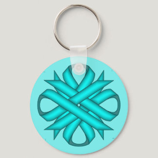Light Blue / Teal Clover Ribbon by Kenneth Yoncich Keychain
