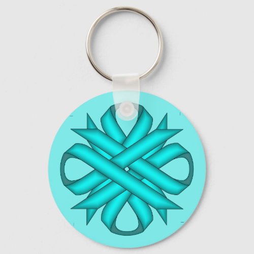 Light Blue  Teal Clover Ribbon by Kenneth Yoncich Keychain