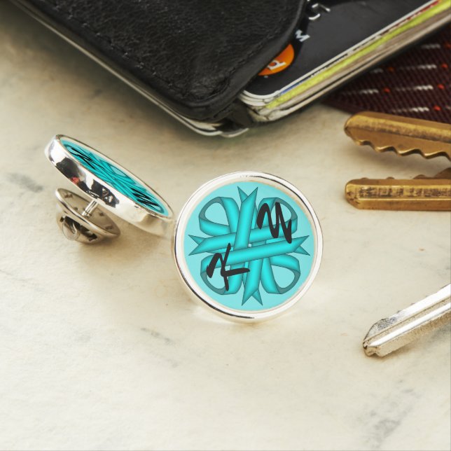 Light Blue / Teal Clover Ribbon by Kenneth Yoncich Pin (In Situ)