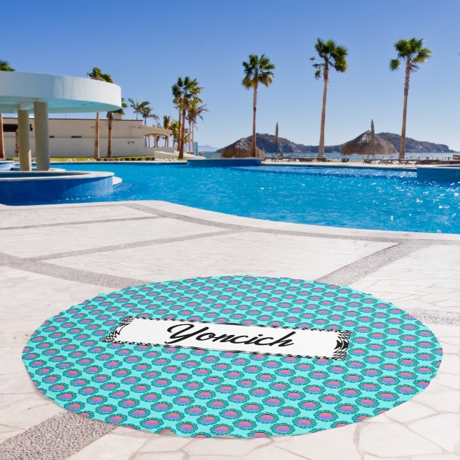 Light Blue/Teal Disc Ribbon by Kenneth Yoncich Beach Towel (Pool)