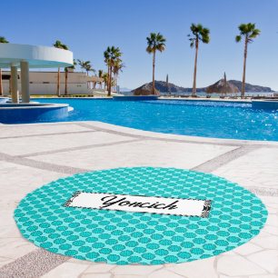 Light Blue/Teal Flower Ribbon by Kenneth Yoncich Beach Towel