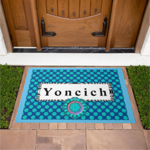 Light Blue/Teal Flower Ribbon by Kenneth Yoncich Doormat
