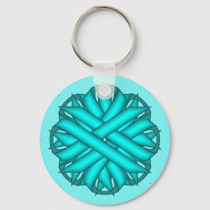 Light Blue / Teal Flower Ribbon by Kenneth Yoncich Keychain