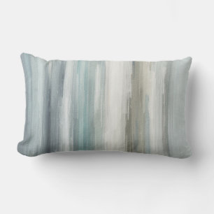 Light Blue Teal Gray Brown Abstract Stripe Lumbar Pillow