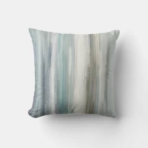 Light Blue Teal Gray Brown Abstract Stripe Throw Pillow