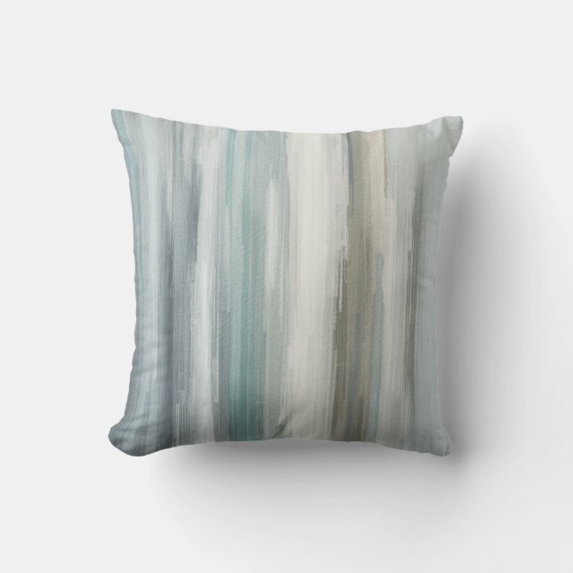 Light Blue Teal Gray Brown Abstract Stripe Throw Pillow (Front)