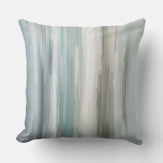 Light Blue Teal Gray Brown Abstract Stripe Throw Pillow (Front)