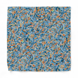 Light Blue Teal Turquoise Orange Red Swirls Bandana