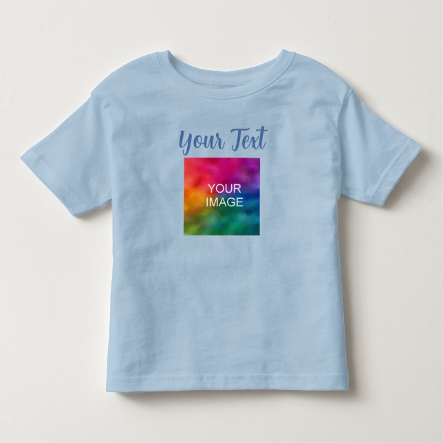 Light Blue Template Upload Image Photo Add Text Toddler T-shirt (Front)